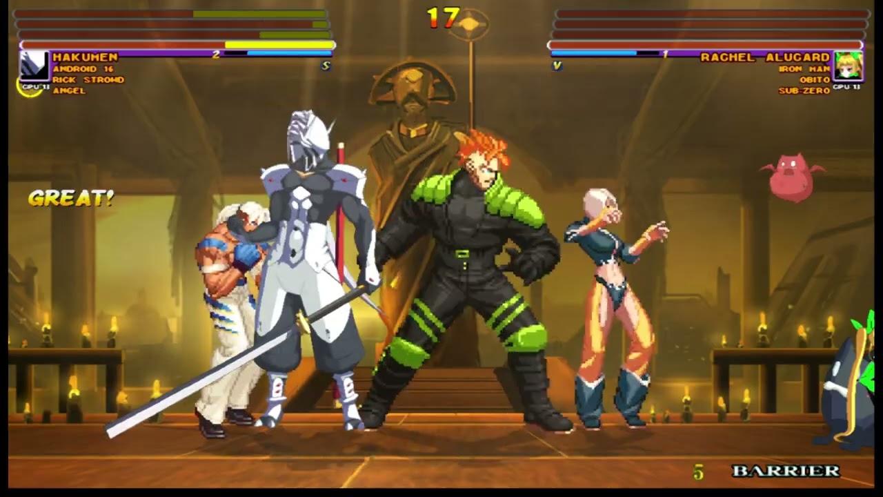 [4K] MUGEN: ETB– Angel, Hakumen, Android 16, Rick Strowd vs Iron Man, Subzero, Rachel Alucard, Obito