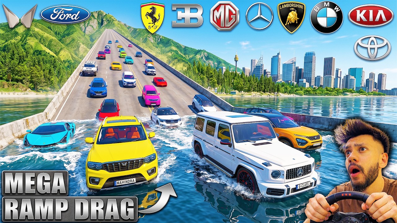 GTA 5 Indian Cars and Super Cars Ramp track Drag Race GTA 5
