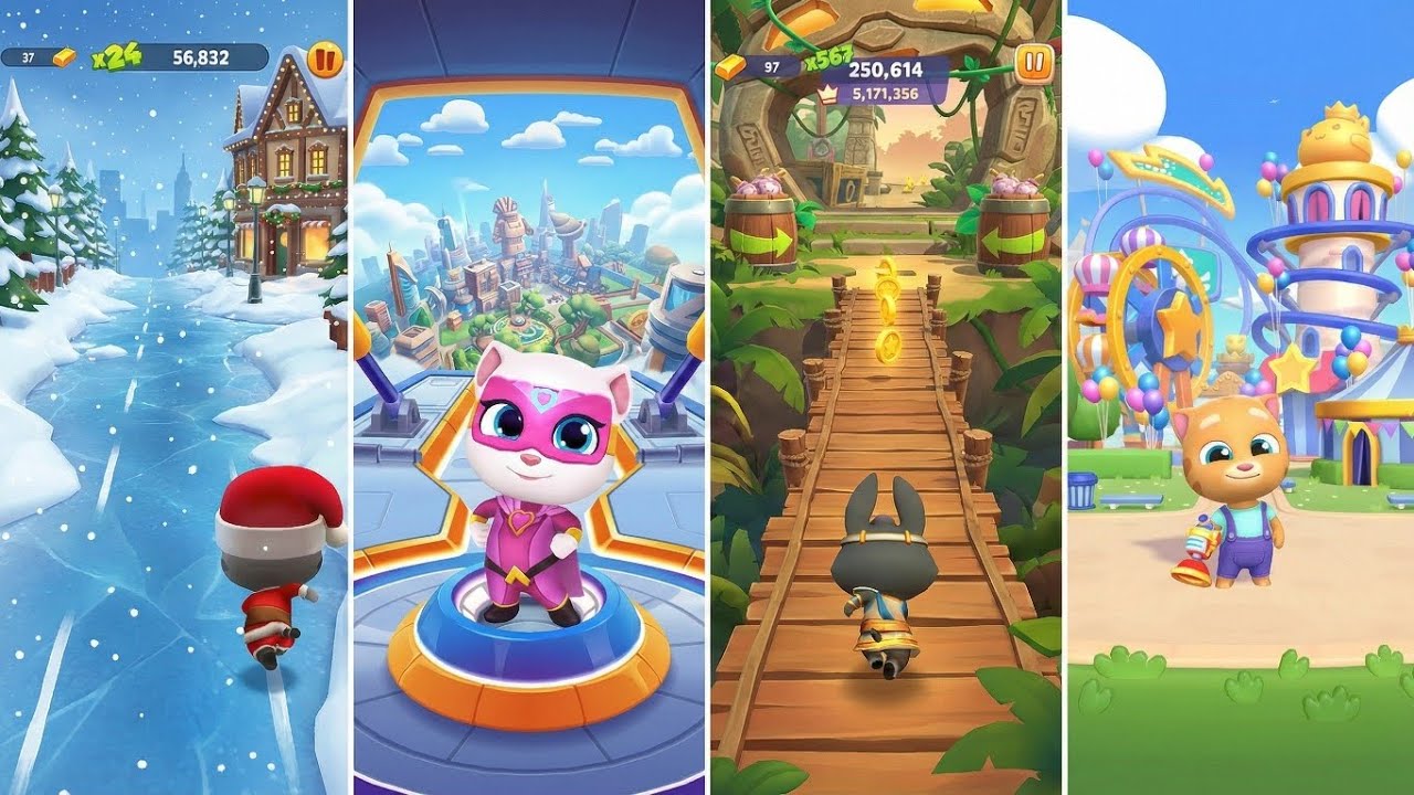Talking Tom Gold Run,Talking Tom Blast Park,Talking Tom Hero Dash,Tom Time Rush - Android Gameplay