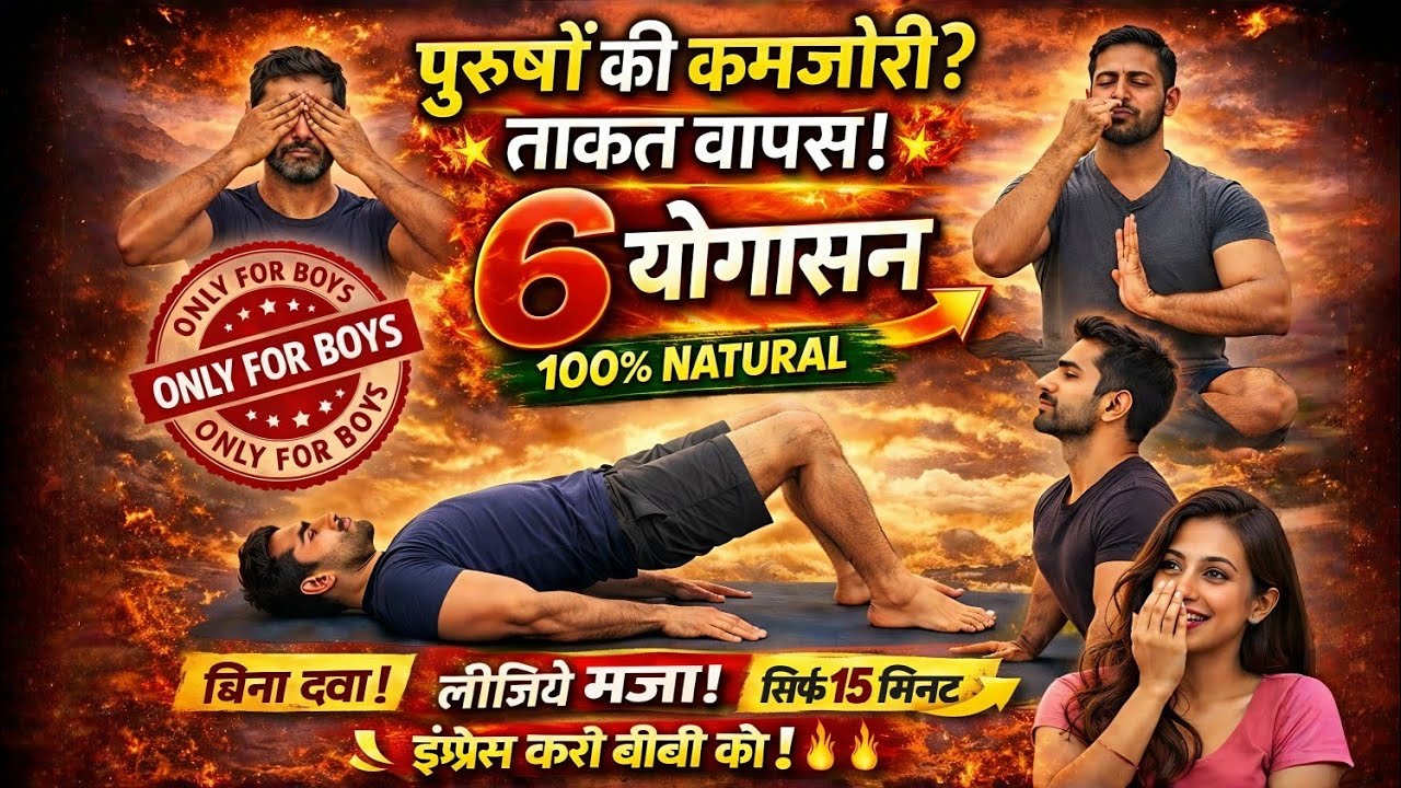 6 Best Yoga Poses to Increase Men's Stamina & Energy | कमजोरी दूर करें | Fit Health Wealth