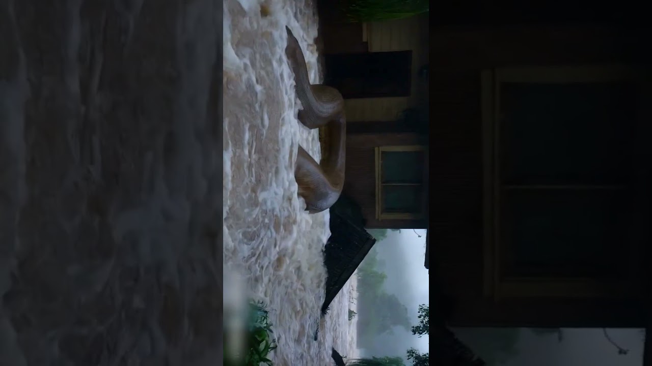Gigantic Snake on Flooded River Water #snake #gigantic #waterflood #witches #aigenerated #stories