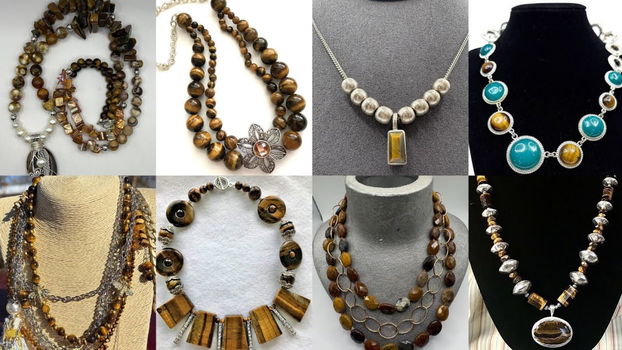 Bold & Refined😍 Tiger Eye Necklace Designs with Silver Accents