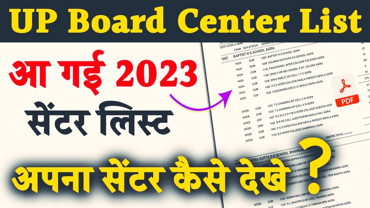 UP Board centre list 2023,/UP Board 2023 ka Central list download kaise karen,/UP Board center list