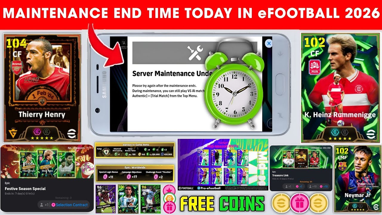 Время окончания технического обслуживания сегодня в eFootball 2026 Mobile | Техническое обслужива...