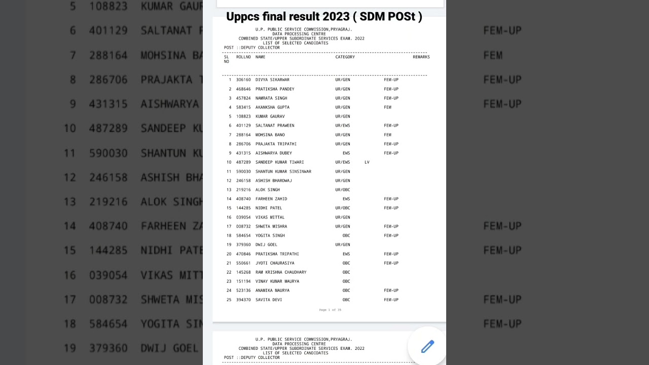 Uppcs 2023 final result out | SDM POST , #uppcsresult #upsc #result #uppcs #pcs result