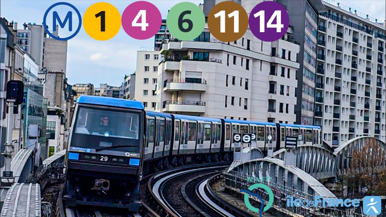 Circulations sur les 5 lignes pneumatiques du métro de Paris