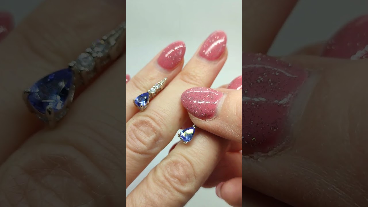 Срібні сережки з натуральними танзанітами 💎👑💍 Таїланд