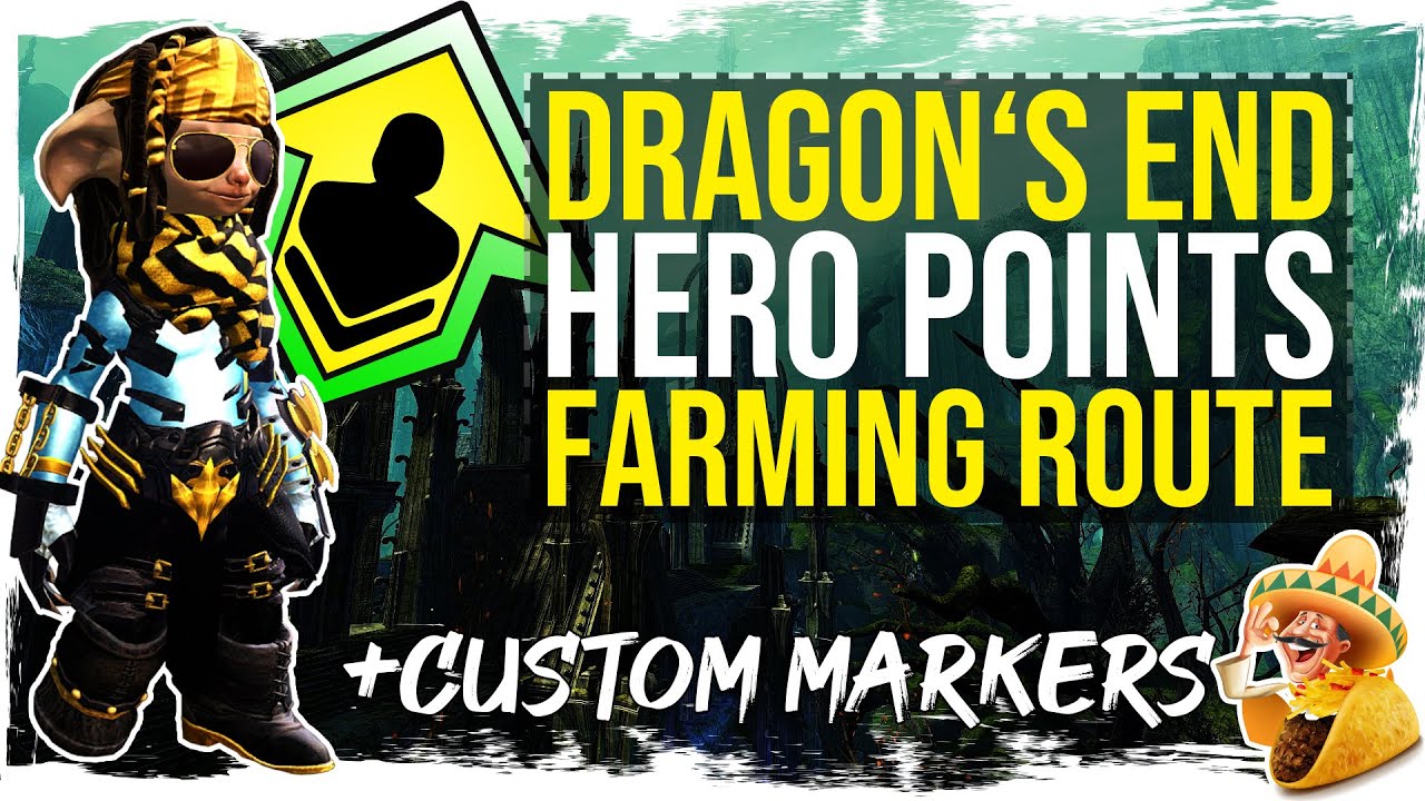 Guild Wars 2 - Hero Points Farming Route - Dragon's End - with Custom Markers