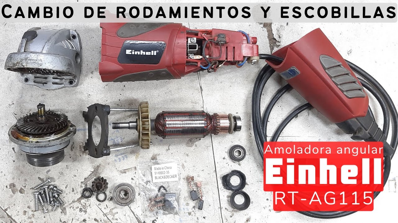 Cambio de rodamientos y escobillas amoladora angular Einhell RT-AG115