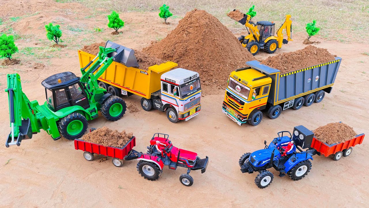 JCB 5CX fully loading sand Tata truck 2518 | Mahindra Arjun novo 605 Di | jcb tractor video 
