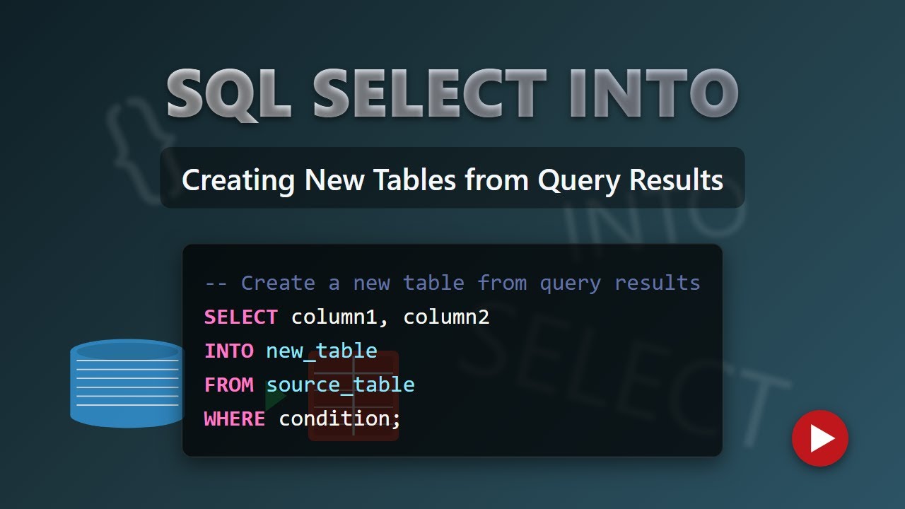 SQL SELECT INTO Explained for Beginners: Create Tables from Queries!