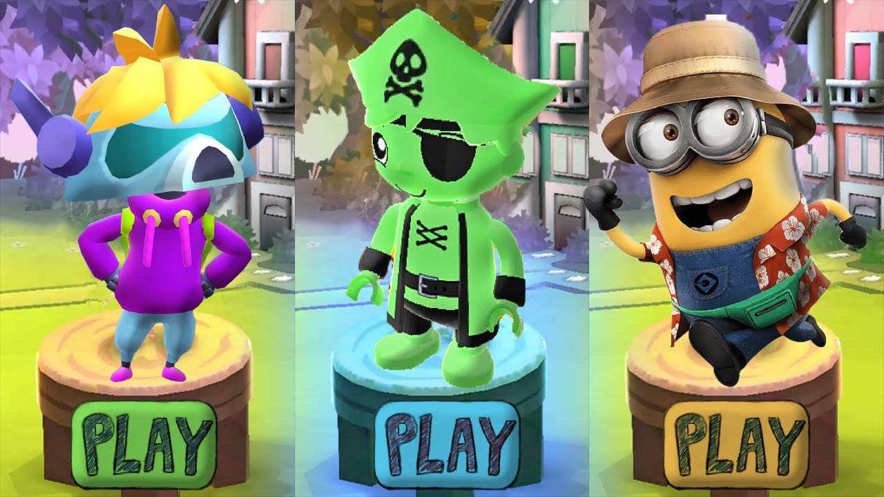 Tag with Ryan vs Om Nom Run vs Minion Rush - Pirate Ryan Is Faster Than Robo Kid and Island Hopper