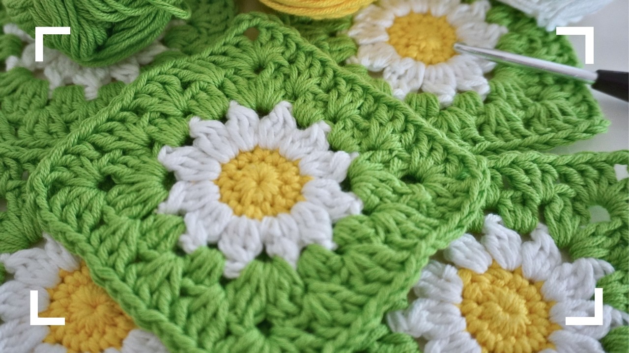 Einfaches Gänseblümchen Granny Square | Häkeln für Anfänger