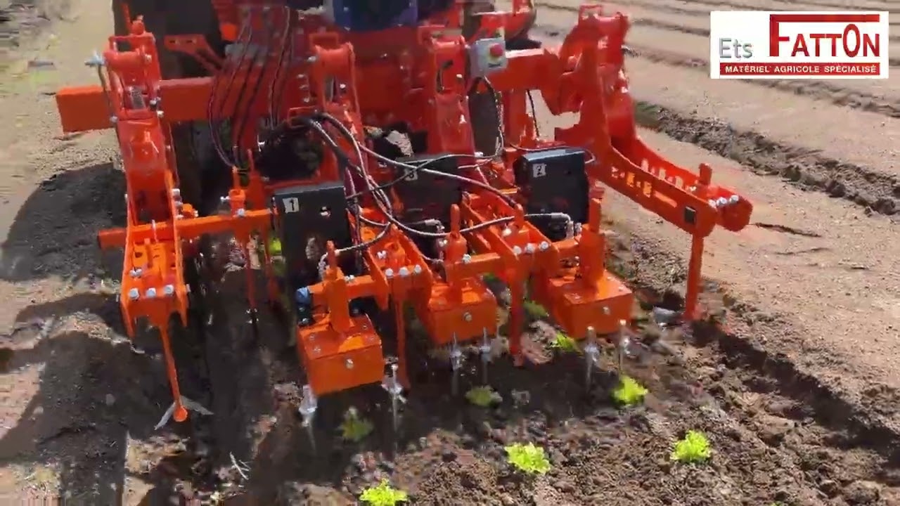 Bineuse l&eacute;gumes automatique d&eacute;sherbage inter plants avec cam&eacute;ra &agrave; reconnaissance des plantes par IA