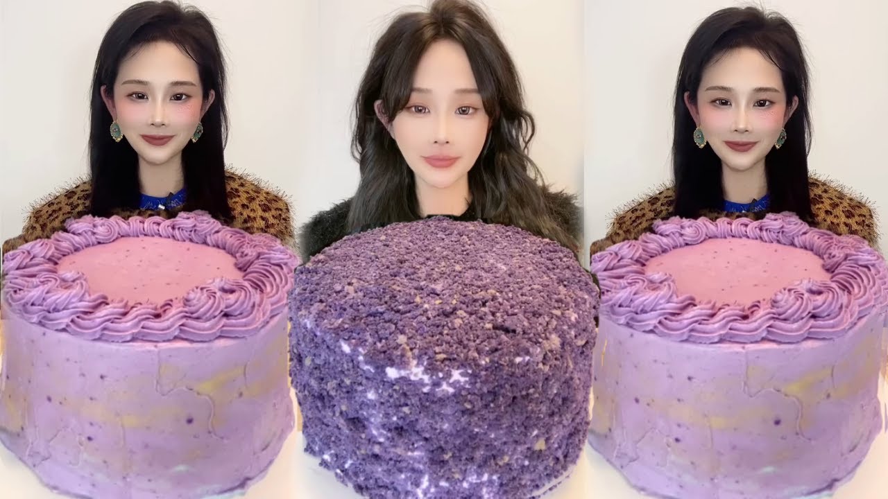 Asmr🍰Eating Purple Potato And Taro Cake🍰 (Soft And Waxy Sound) 크림丨먹방丨Mukbang丨Satisfying丨Eatings
