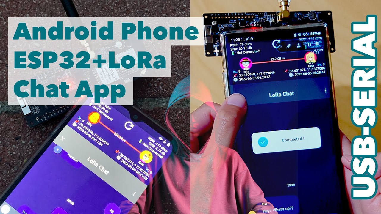 [USB-Serial] Android Phone + ESP32-LoRa Module + Chat App = Text Transceiver!