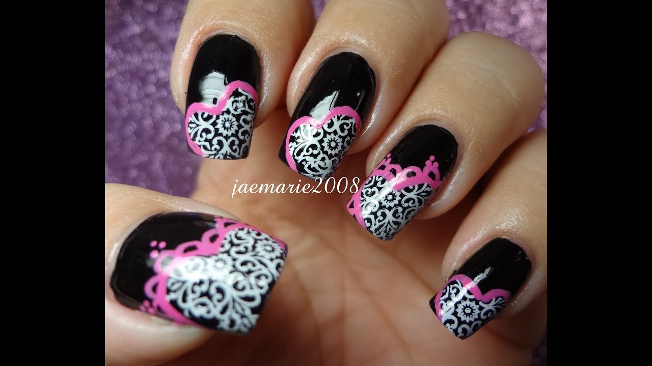 Lacey Hearts-Valentine's Day Nail Design (using BM template)