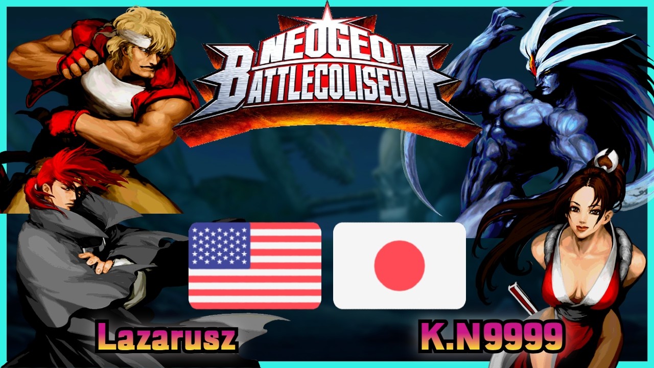 NeoGeo Battle Coliseum || Lazarusz 🇺🇸 VS 🇯🇵 K.N9999 || FLYCAST FIGHTACDE 2