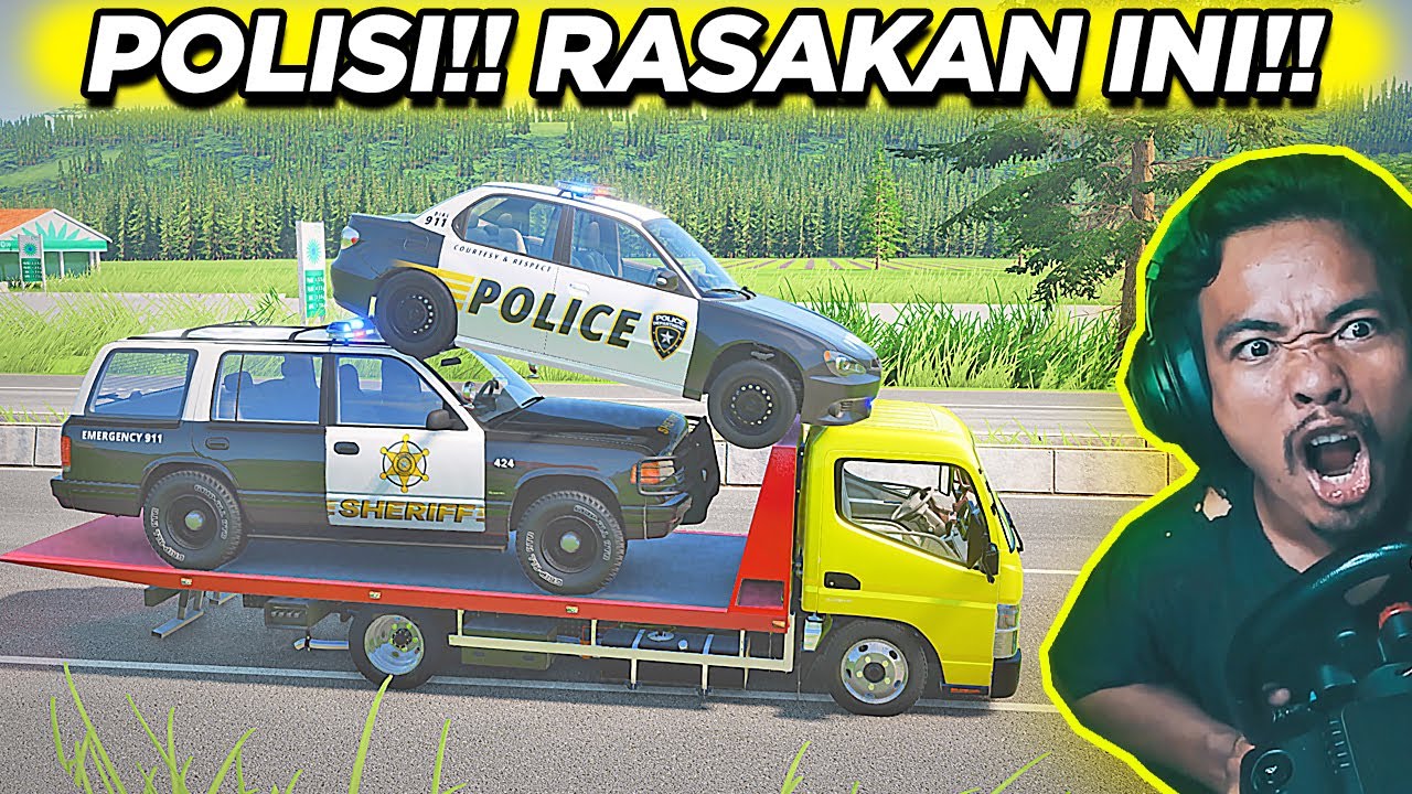 Towing Oleng! Polisi Terlempar dari Towing 😱 - BeamNG Drive
