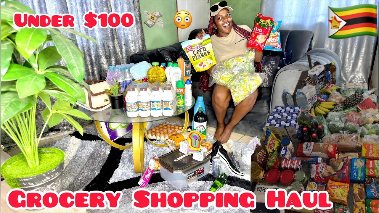 Living Alone Diaries: $100 MONTHLY GROCERY SHOPPING HAUL in Zimbabwe 🇿🇼 
