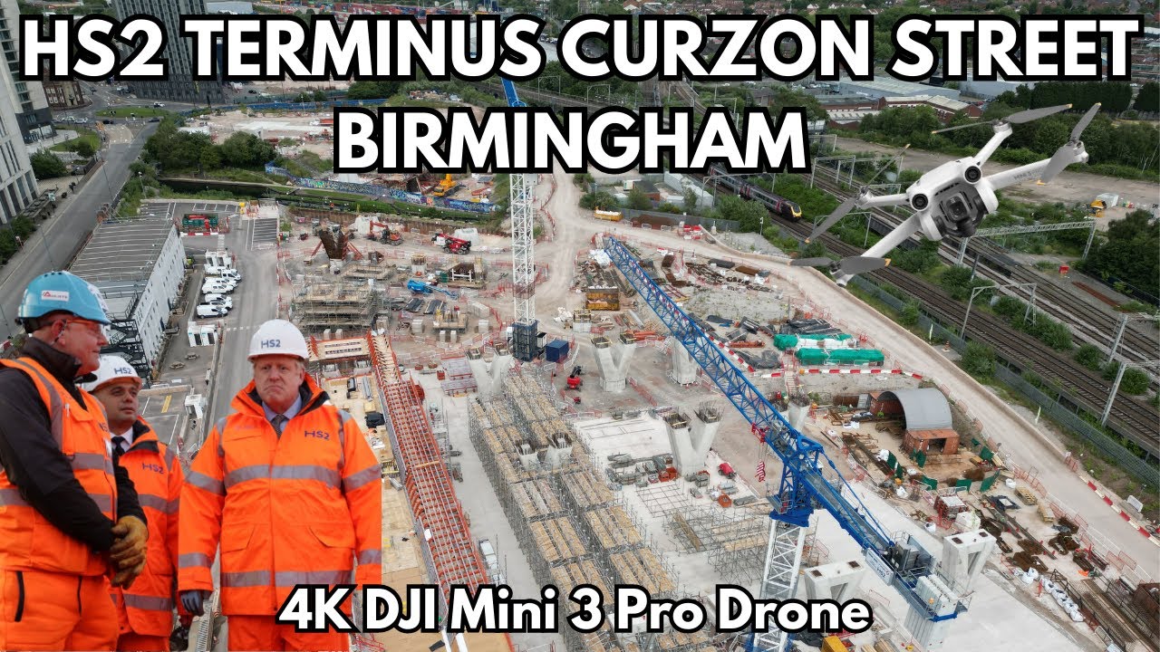 HS2 Terminus Curzon Street Birmingham - Construction Site - 4K DJI Mini 3 Pro Drone .