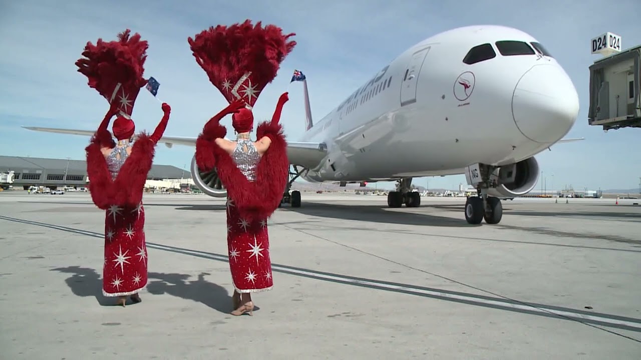 Qantas 787-9 Arrival At Las Vegas Airport. [VH-ZNG]