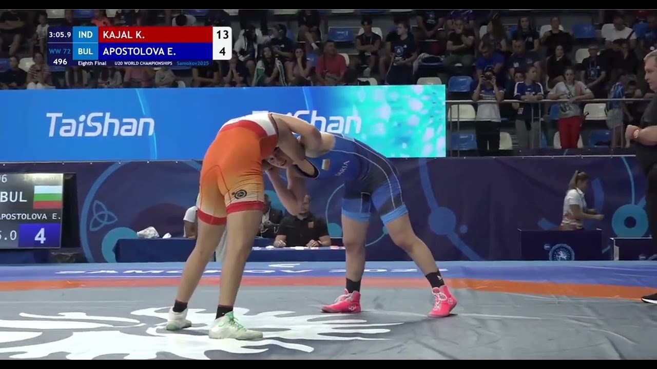 Kajal KAJAL (IND) vs. Emili APOSTOLOVA (BUL) | U20 WORLD CHAMPIONSHIPS 2025 | Eighth Final | WW 72Kg
