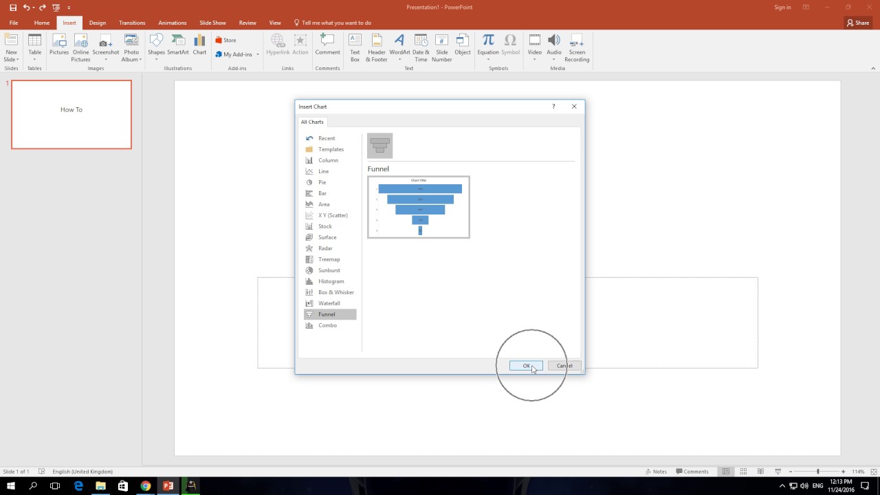 How To Insert a Funnel Chart In PowerPoint 365