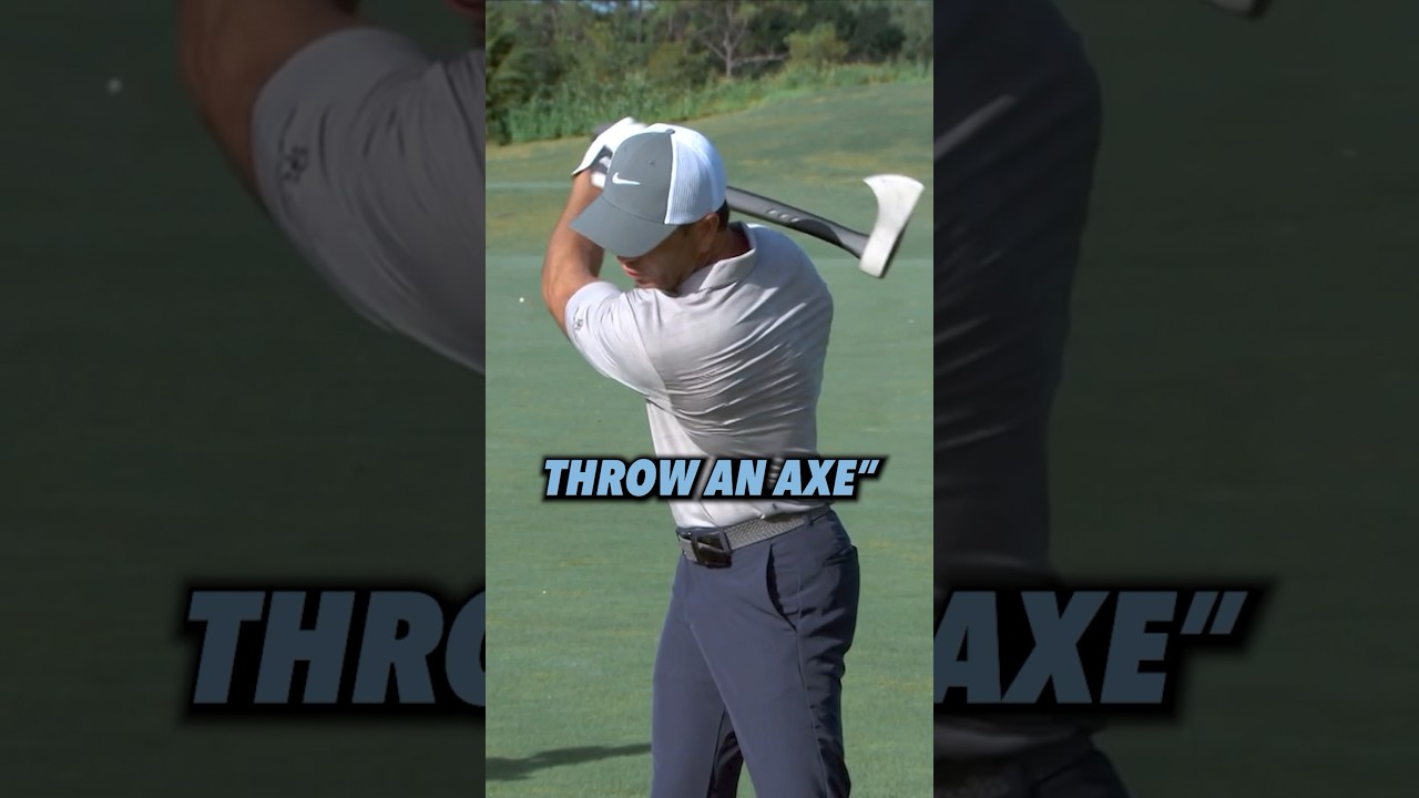 Improve your downswing with the feeling of throwing an axe!😳 #golf