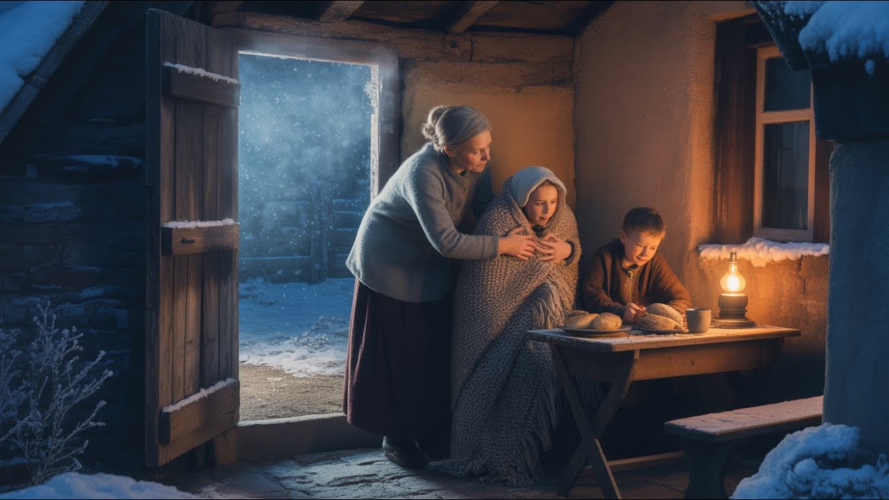 Eine bescheidene Witwe öffnete an Heiligabend ihr kaltes Haus… ohne zu ahnen, wem sie half