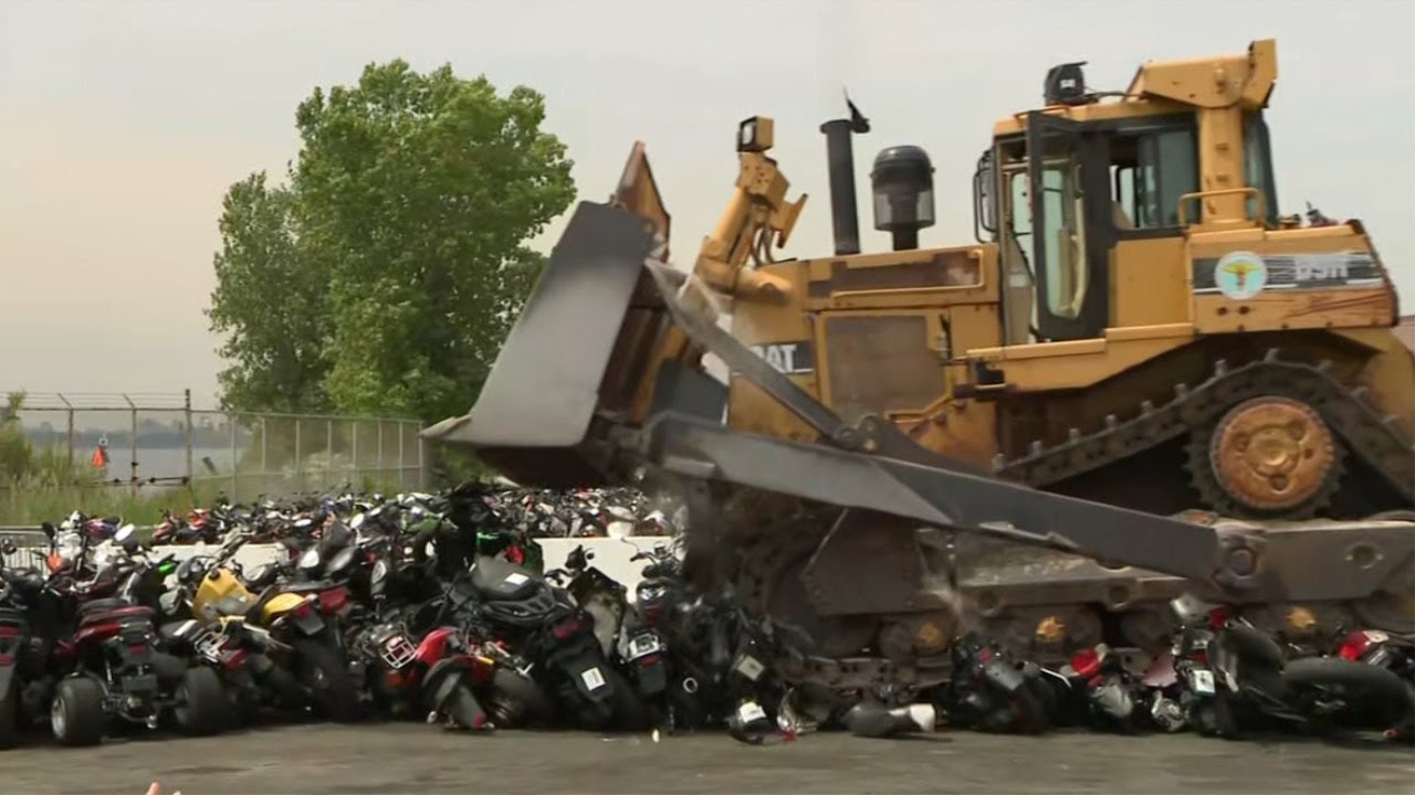 NYPD crushes 92 dirt bikes, ATVs and other seized motorbikes