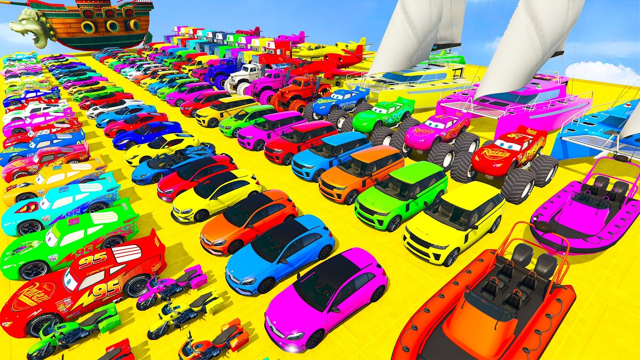 GTA V Epic New Stunt Race For Car Racing Challenge by Spider-man and Friends With Amazing Car Planes