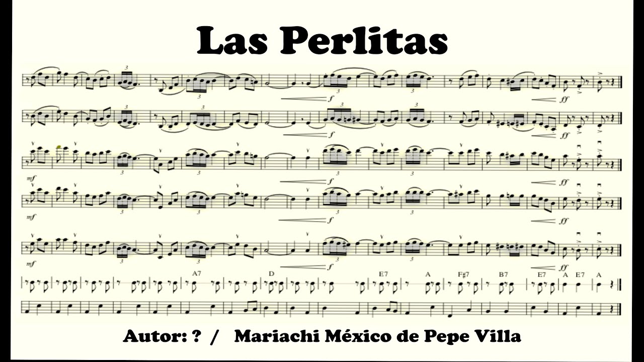Las Perlitas - Partitura para Mariachi - Versión: Pepe Villa