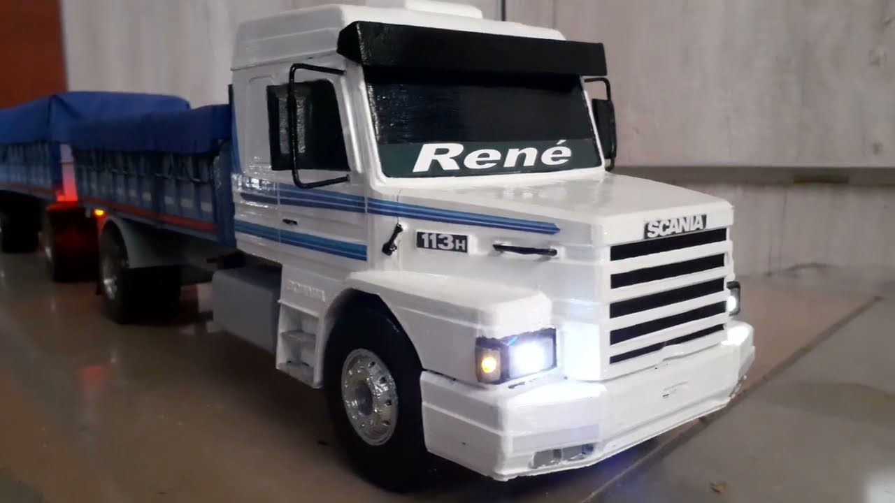 replica camion scania 113, miniatura de madera a escala...