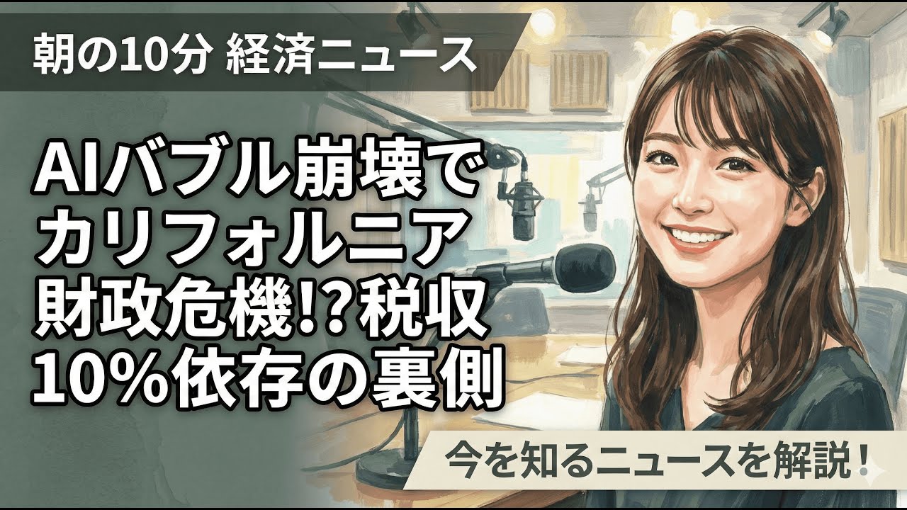 【1/8】AIバブル崩壊でカリフォルニア財政危機!?税収10%依存の裏側