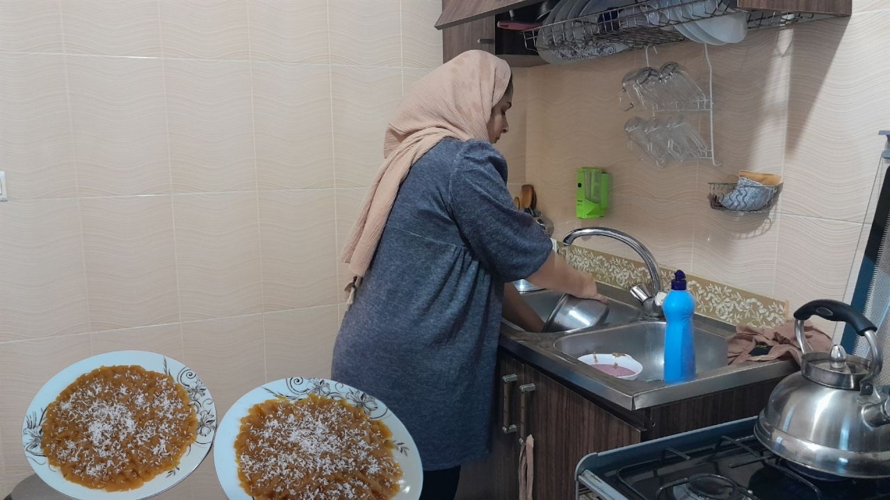 Village life in Iran/Making saffron halva with local tea🫖& washing dishes🥣