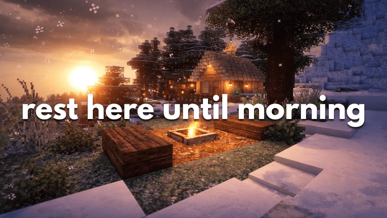 fall asleep by the fire (minecraft w/ wind & snow ambience)