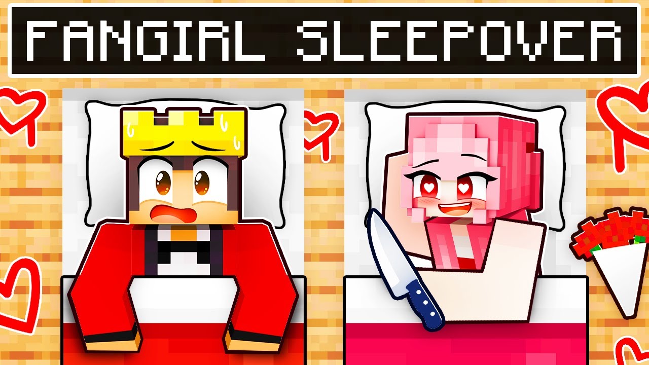 SLEEPOVER With CRAZY FAN GIRL In Minecraft!