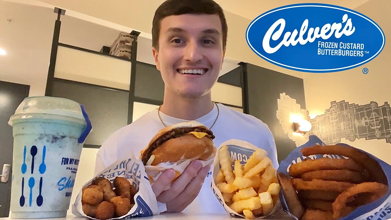 ASMR Culver’s Mukbang 🍟🍔 (burger, fries, ice cream, etc.)