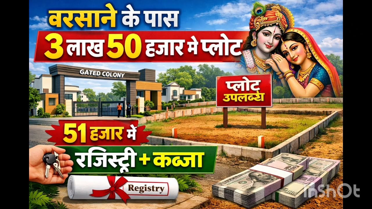3.50 लाख में प्लॉट राधा रानी के पास #barsana #plotinvrindavan #goverdhan #chipestplpt #khatushyam #