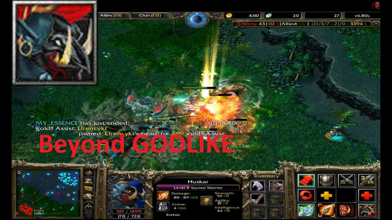 DotA 6.80c - Huskar Beyond GODLIKE !