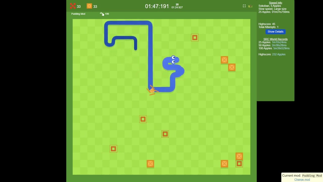sokoban 5a large slow 50 - Google Snake Speedrun World Record