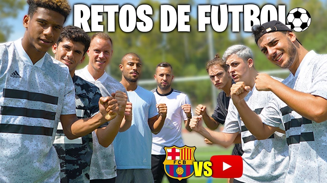 Jugadores del Fc.Barcelona vs Youtubers EPIC RETOS de FÚTBOL