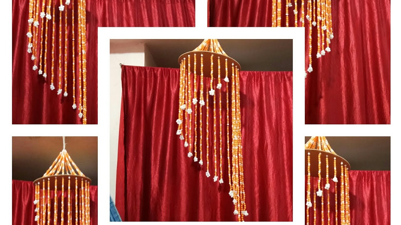 DIY beaded wind chime / wall hanginging making with beads/how to make home decorating art with beads