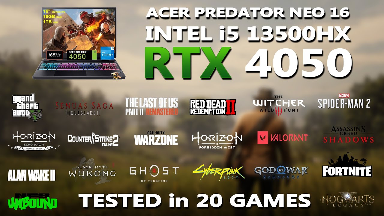 ACER PREDATOR NEO 16 - i5 13500HX + RTX 4050 Gaming Benchmark Test in 2025 | Tested in 20 Games |