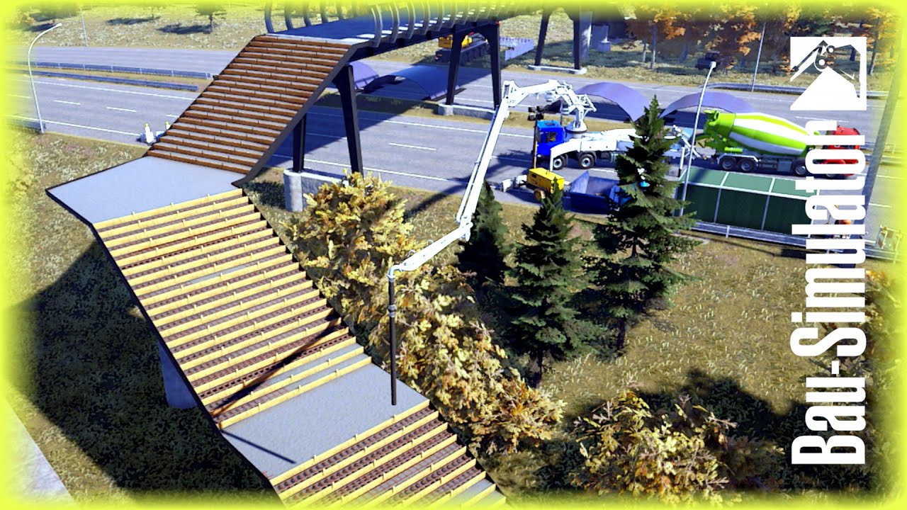 Bau-Simulator: 🏗️91 - Fußgängerbrücke / Baustoffe liefern & Treppe gießen - Ps5 4K Gameplay German