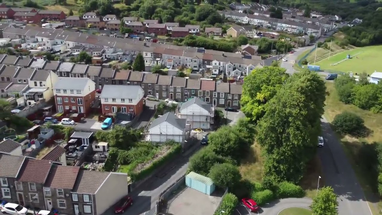 Clear Sky Drone footage over Treharris