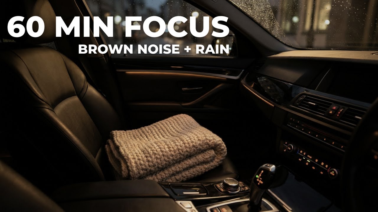 Rain on Car Roof + Brown Noise. 60 Minute Focus Timer. 🌧️ #bodydoubling