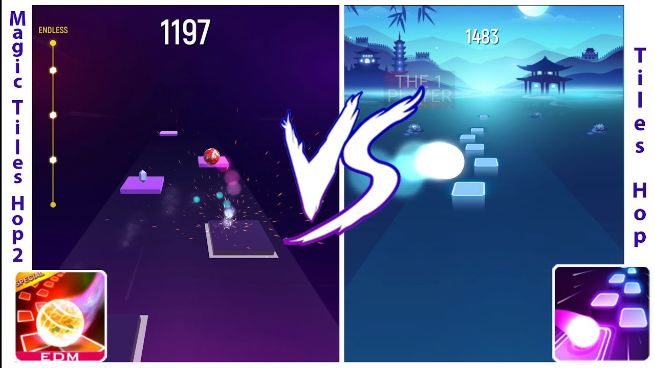 Tiles hop VS Magic Tiles Hop 2