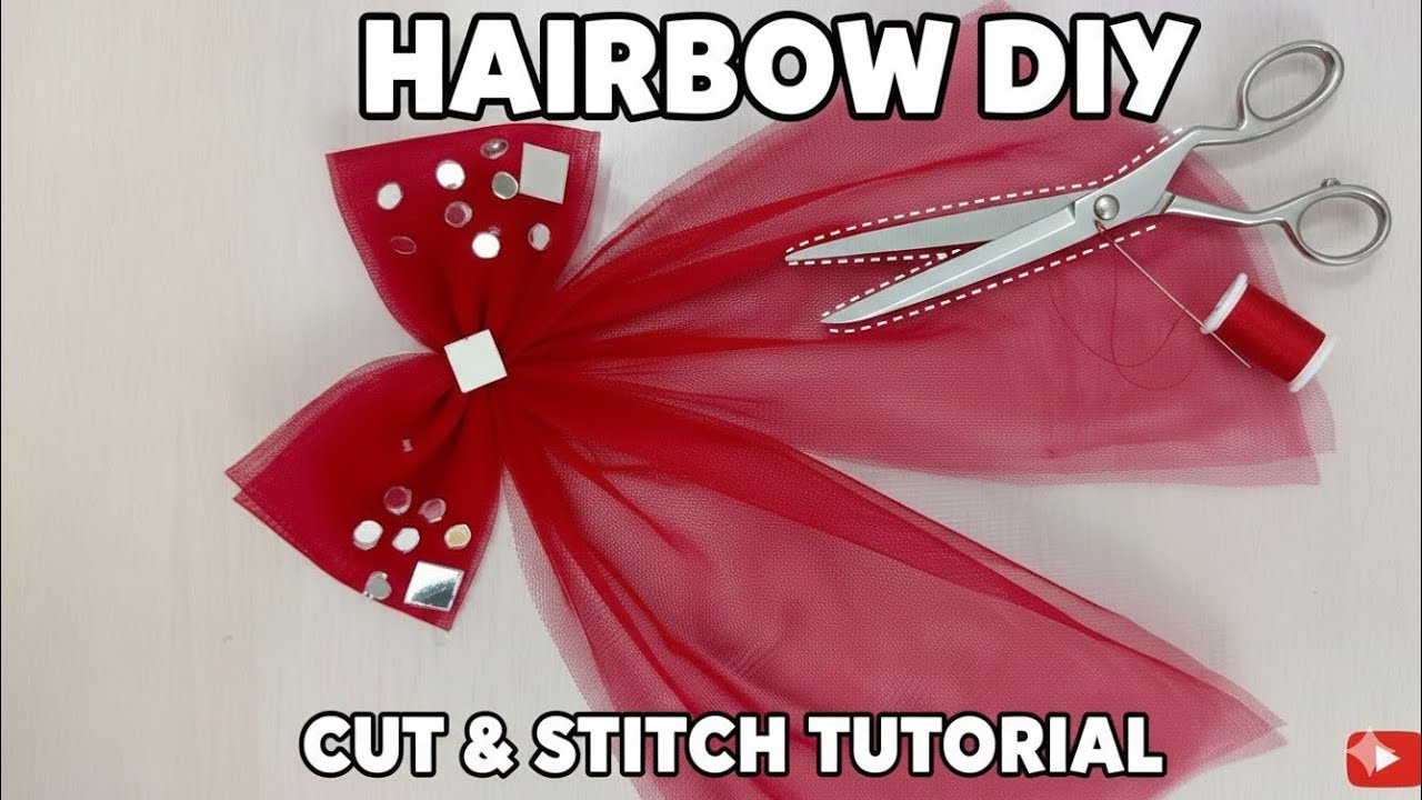 Hairbow cutting and stitching 🎗✂️🪡// hairbow making at home 😍 // 